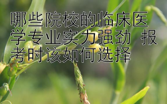 哪些院校的临床医学专业实力强劲 报考时该如何选择